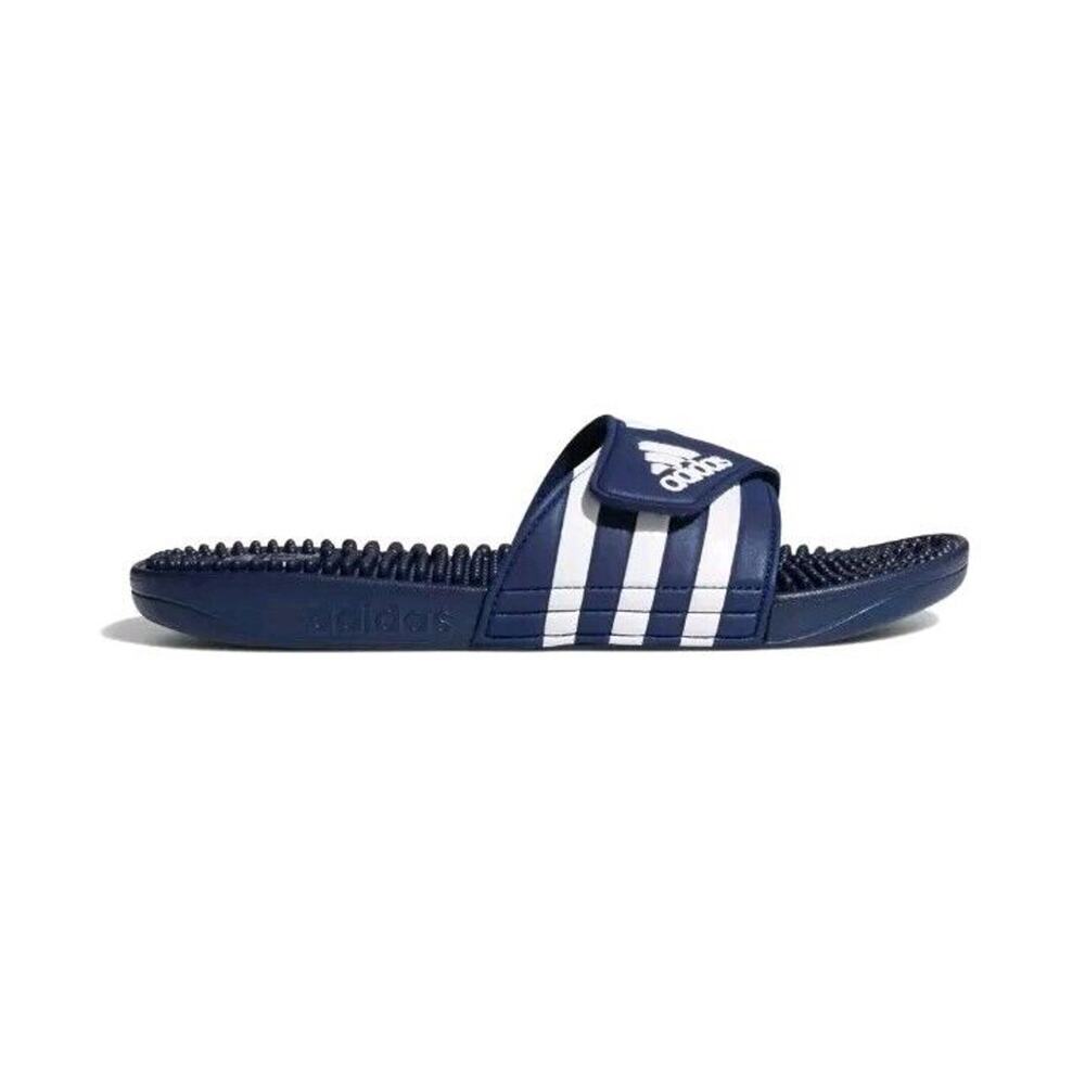 adidas Adult M7, W8 Unisex Adissage Sandal Slides Dark Blue/White/Dark Blue NIB - Picture 2 of 11